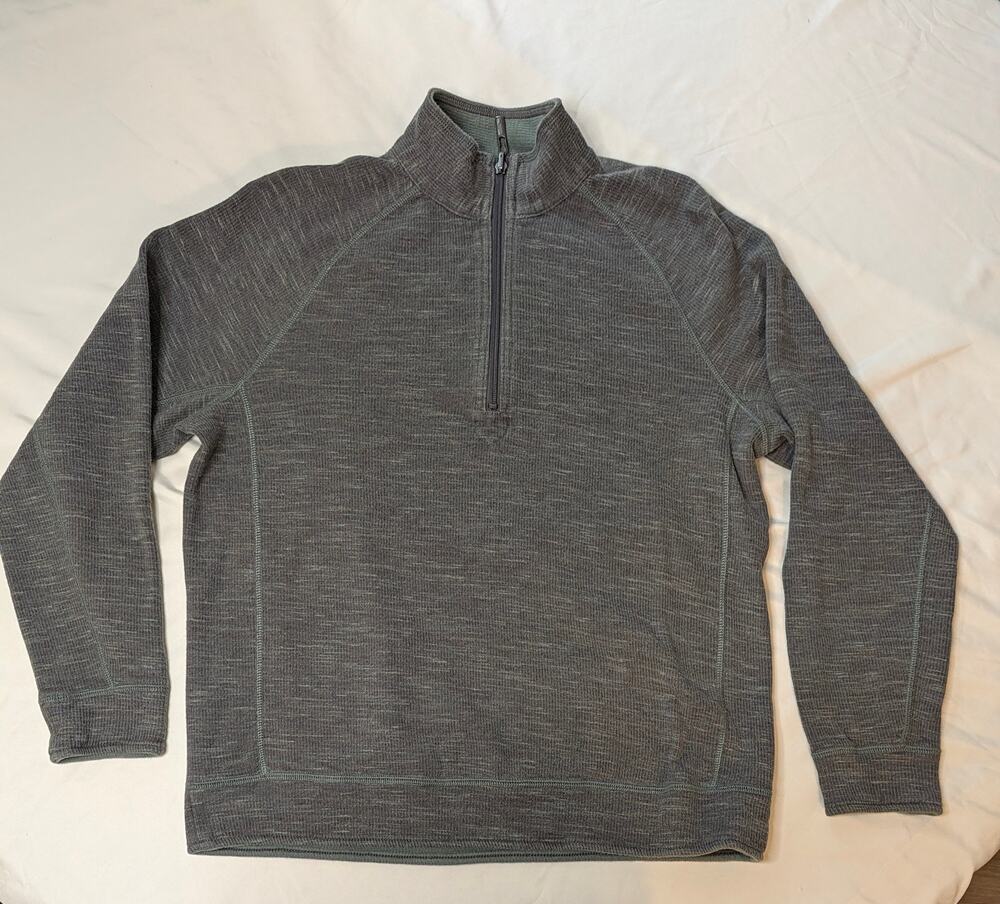 Bahama Reversible 1/4 Zip Pullover Sweater Men's Olive Green Gray
